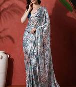 Ready to wear satin floral digital printed saree