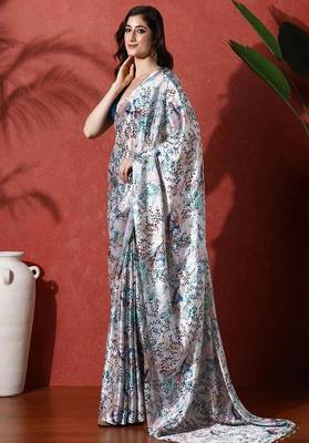 Ready to wear satin floral digital printed saree 2