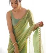 Embellished sequinned tissue saree