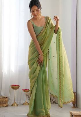 Embellished sequinned tissue saree 3