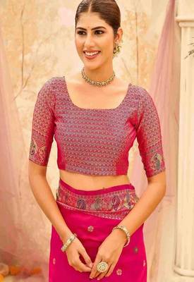 Ethnic motifs zari silk blend heavy work saree 4
