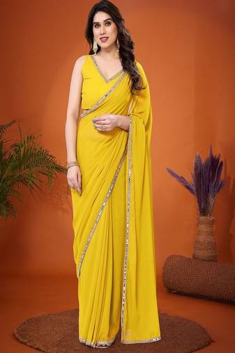 Sequinned pure georgette saree