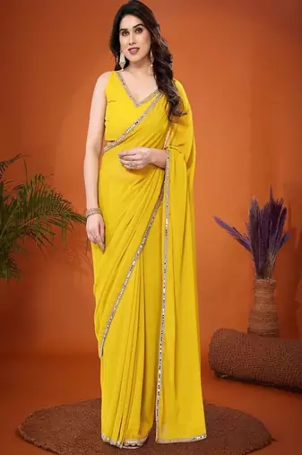 Sequinned pure georgette saree