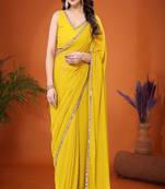 Sequinned pure georgette saree