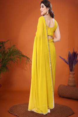 Sequinned pure georgette saree 2