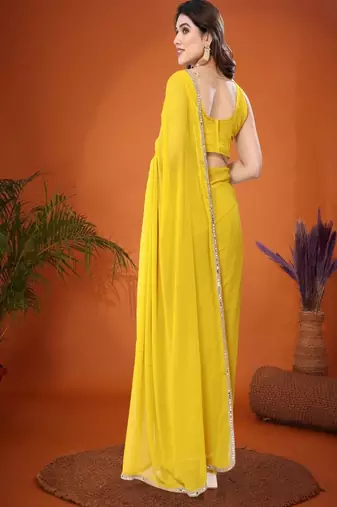 Sequinned pure georgette saree