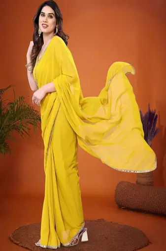 Sequinned pure georgette saree