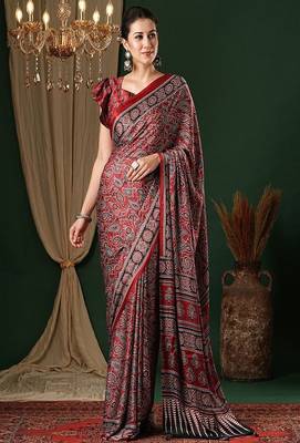 Ethnic motifs pure crepe saree 1
