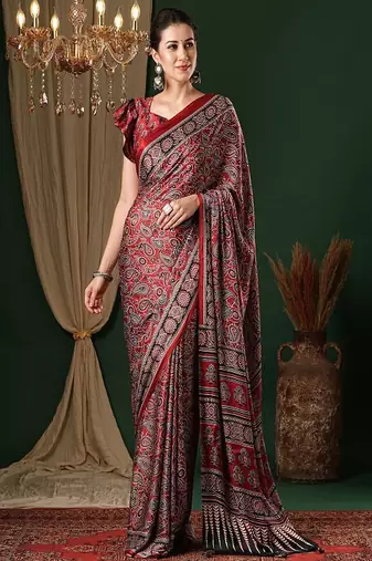 Ethnic motifs pure crepe saree