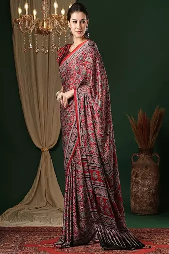 Ethnic motifs pure crepe saree