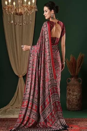 Ethnic motifs pure crepe saree