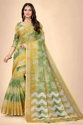 Printed pure cotton maheshwari saree