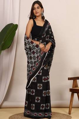 Ethnic motifs pure cotton ikat saree 2