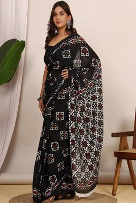 Ethnic motifs pure cotton ikat saree 3