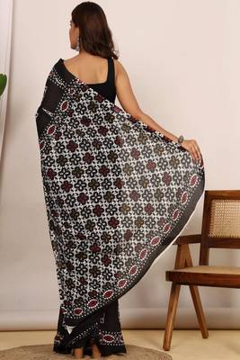 Ethnic motifs pure cotton ikat saree 4