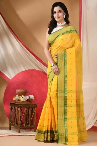 Woven design pure cotton jamdani saree