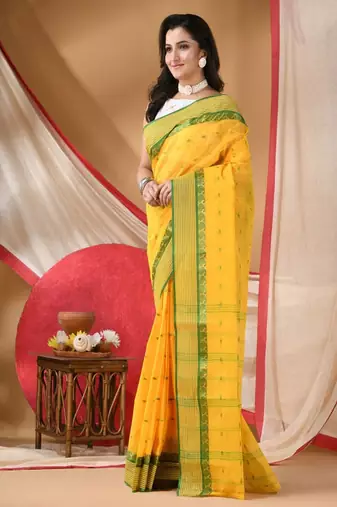Woven design pure cotton jamdani saree
