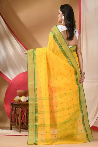 Woven design pure cotton jamdani saree