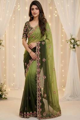 Embellished embroidered pure georgette designer saree 1