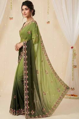 Embellished embroidered pure georgette designer saree 3