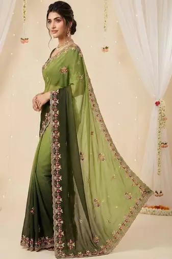 Embellished embroidered pure georgette designer saree