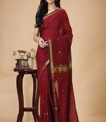Woven design zari silk cotton taant saree