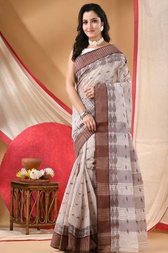 Woven design pure cotton taant saree