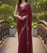Beads and stones pure georgette designer saree