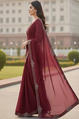Beads and stones pure georgette designer saree 3