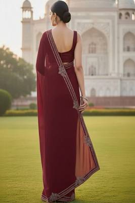 Beads and stones pure georgette designer saree 4