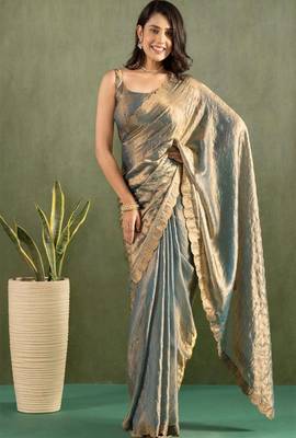 Woven design pure chiffon ready to wear saree 1