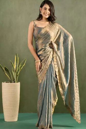 Woven design pure chiffon ready to wear saree
