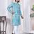 sky blue cotton kurta set with lucknowi print work