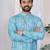 sky blue cotton kurta set with lucknowi print work