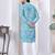 sky blue cotton kurta set with lucknowi print work