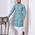 blue cotton kurta set with lucknowi print work