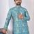 blue cotton kurta set with lucknowi print work