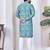 blue cotton kurta set with lucknowi print work