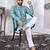 blue cotton kurta set with lucknowi print work