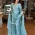 sky blue silk blend farshi kurta palazzo set with embroidery