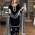 Black designer roman silk kurta farshi palazzo set with embroidered organza dupatta