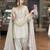 Cream designer roman silk kurta farshi palazzo set with embroidered organza dupatta