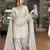 cream silk blend kurta palazzo set with embroidery