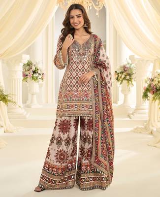 cream crepe silk farshisalwar kameez with aari work design 1