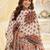 Designer salwar kameez in crepe silk with digital print & aari work