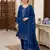 blue silk blend farshi suit with embroidered work
