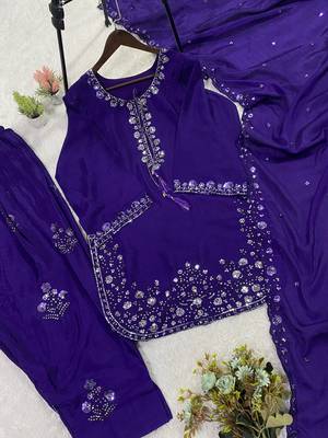 purple silk blend farshi salwar suit with sequin work 2