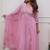 pink rayon embroidered anarkali suit with pant & dupatta