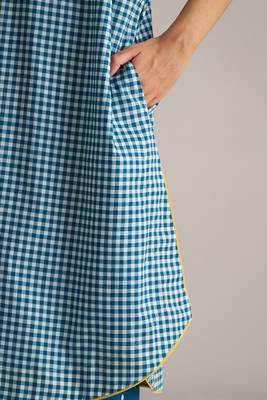 blue & white mul cotton check co-ord set 5