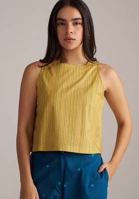 blue kimono co-ord set with moss yellow top & printed pants 5